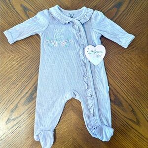 Purple Baby Onesie with Floral Embroidery